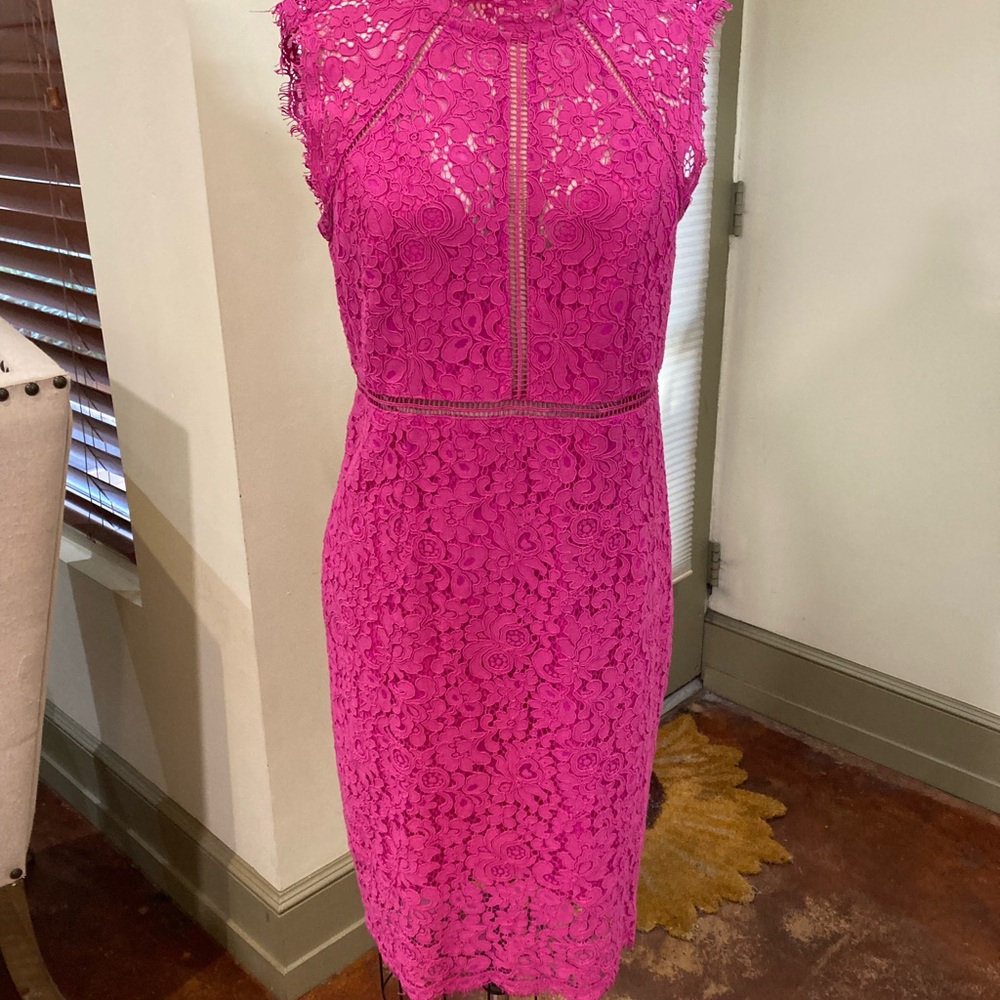 Bardot Pink Halter Sheath Midi Dress